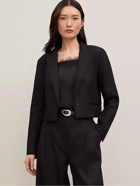 Ann Taylor Black Cropped Single-Button Blazer NWT